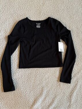 Tek Gear Black Ribbed Long Sleeve Crop Top